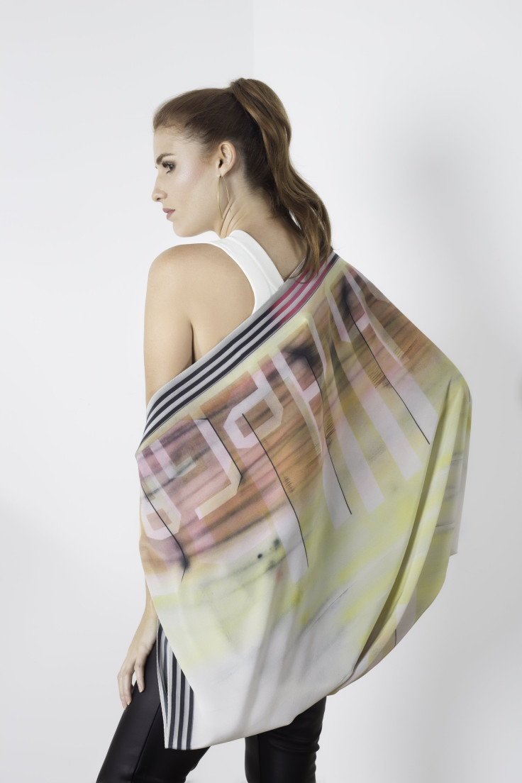 Hue Silk Scarf - Pink Graffitti Print- 