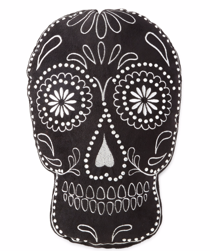 Black Sugar Skull-Shaped Pillow