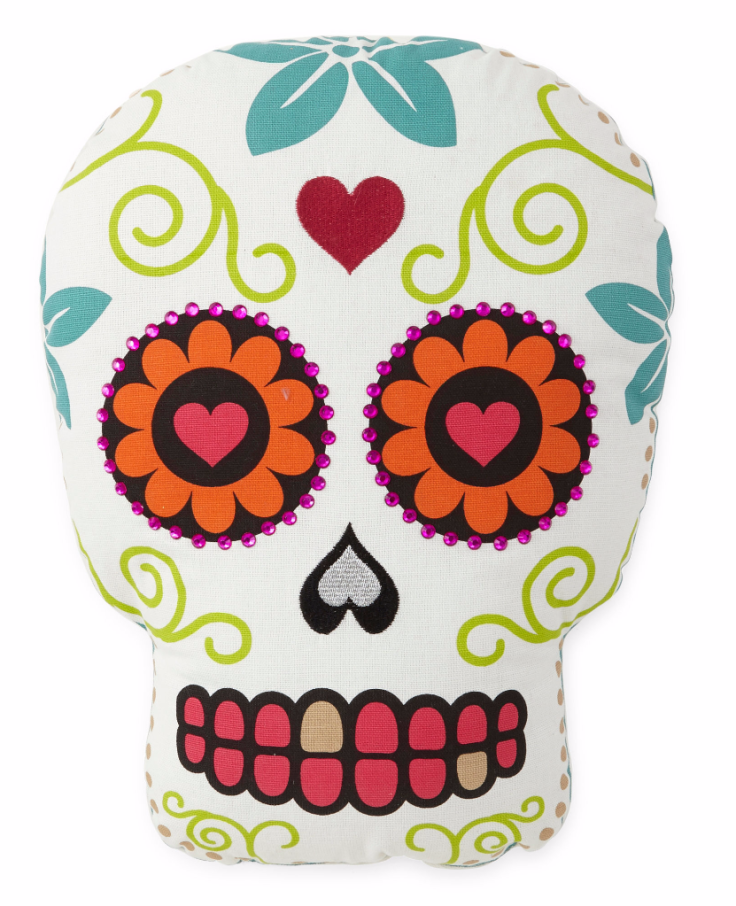 White Sugar Skull-Shaped Pillow