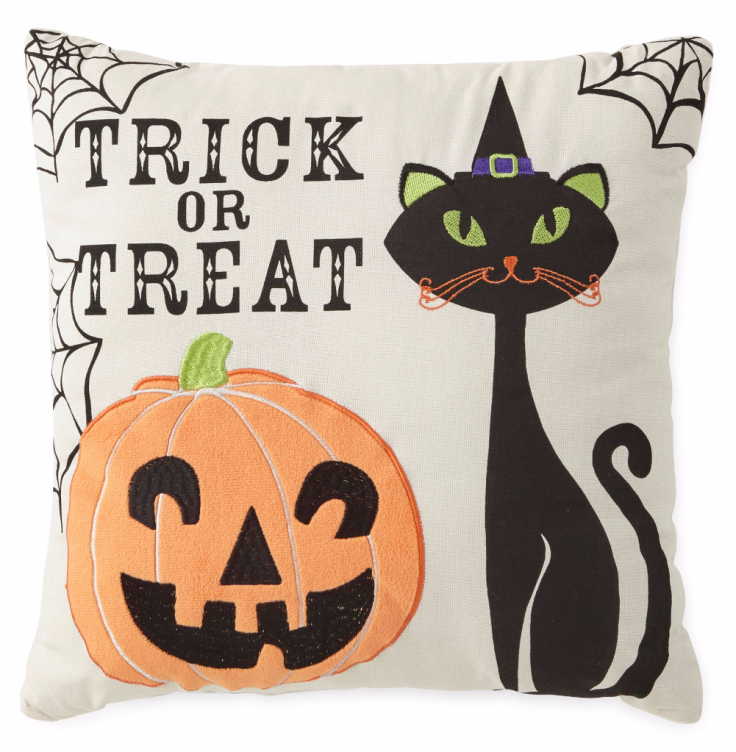 Trick or Treat Cat Square Decorative Pillow