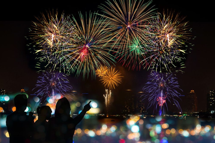 Family enjoying fireworks