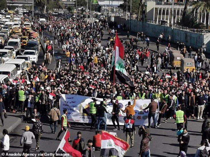 Anti-government protesters converged at Tahrir square in Baghdad on Sunday