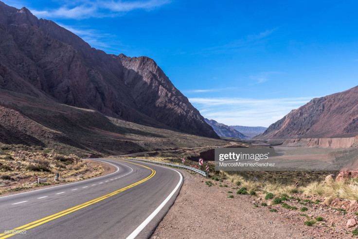 Curves of the beautiful National Route 7 in Mendoza, Argentina 