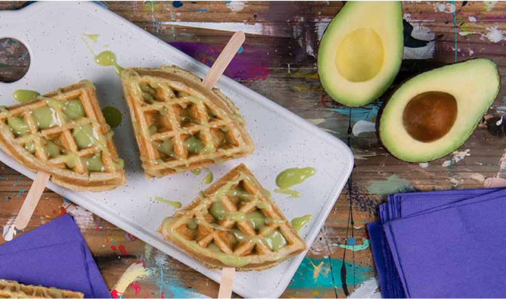 Avocado Waffle Pops with Avocado Glaze