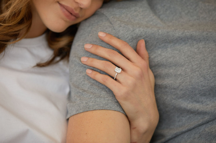 Clean Origin Barcelona Ring featuring an emerald-cut lab-grown diamond in white gold