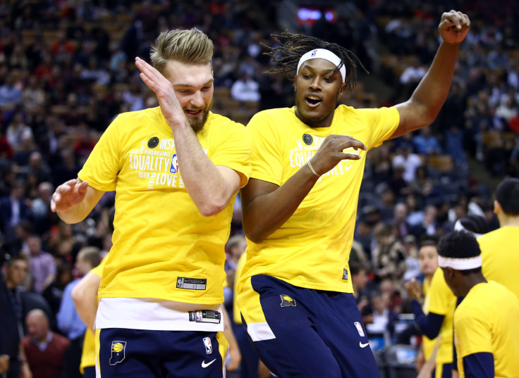  Domantas Sabonis #11 and Myles Turner #33 of the Indiana Pacers 