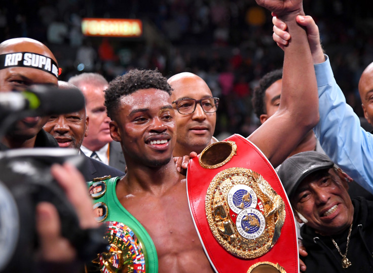 Erroll Spence Jr. in the ring after he defeated Shawn Porter in their IBF & WBC World Welterweight Championship fight at Staples Center