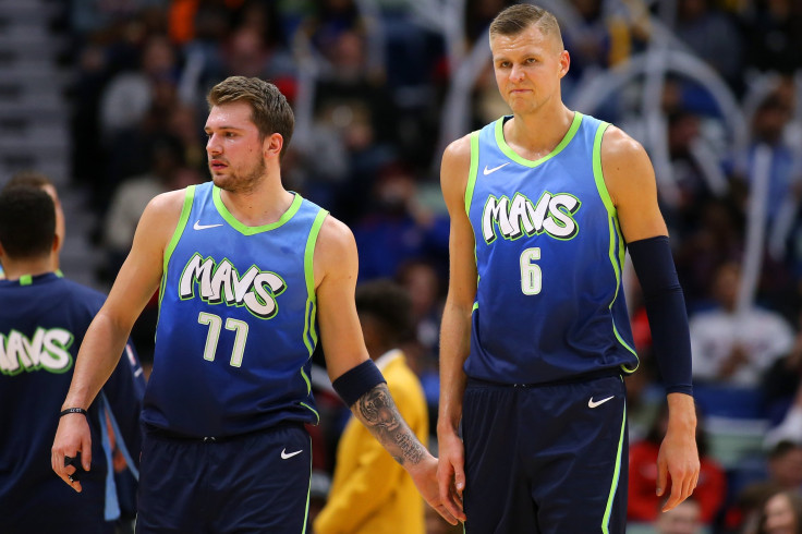 Luka Doncic and Kristaps Porzingis of the Dallas Mavericks 