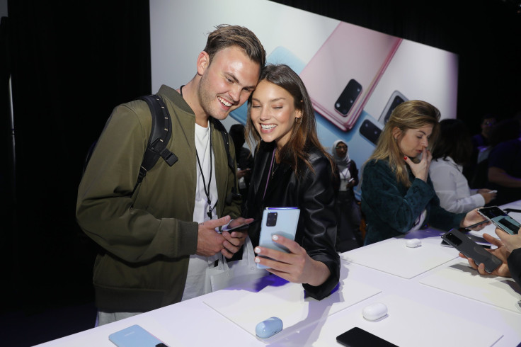 Creative Director Sam Evans (L) attends Samsung's Galaxy UNPACKED at The Palace of Fine Arts 