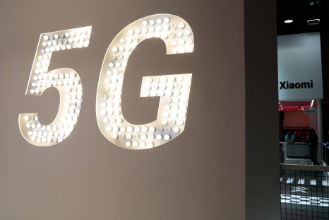 Xiaomi's 5G logo is seen during GSMA MWC 2019. 