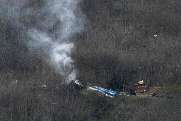 Wreckage of the crashed helicopter that was carrying former NBA star Kobe Bryant and his 13-year-old daughter Gianna 