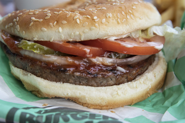 In this photo illustration, the new Impossible Whopper sits on a table at a Burger King restaurant