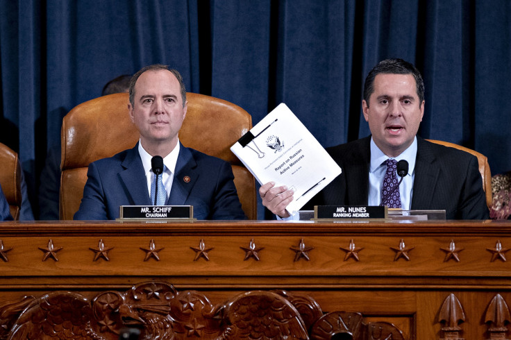 House Intelligence Committee chair, Adam Schiff (D-CA) looks on as Ranking Member Devin Nunes(R)
