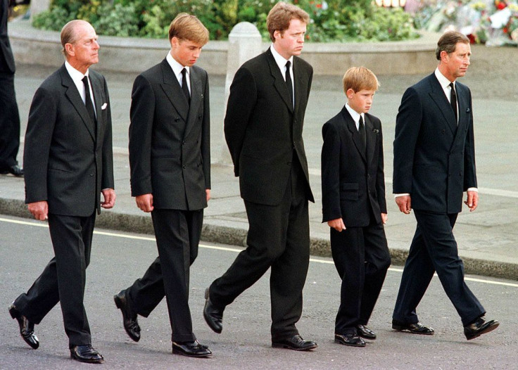 Young Princess William and Harry at Princess Diana's funeral