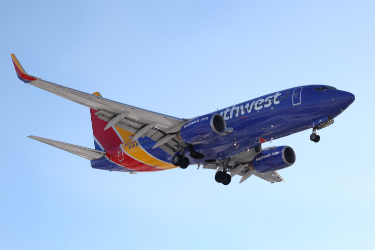 A Southwest Airlines jet lands at Midway International Airport