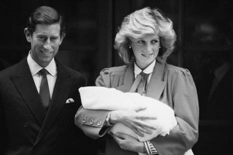 Diana Princess of Wales and Prince Charles with newborn Prince Harry