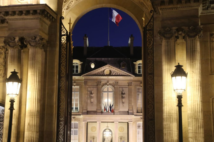 A picture shows the facade of the Elysee Palace in Paris