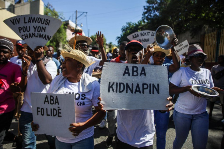 People protest against the country's spike in kidnappings 