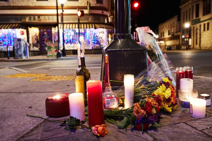 A makeshift memorial is pictured along the route of the parade on W Main Street in Waukesha, Wisconsin