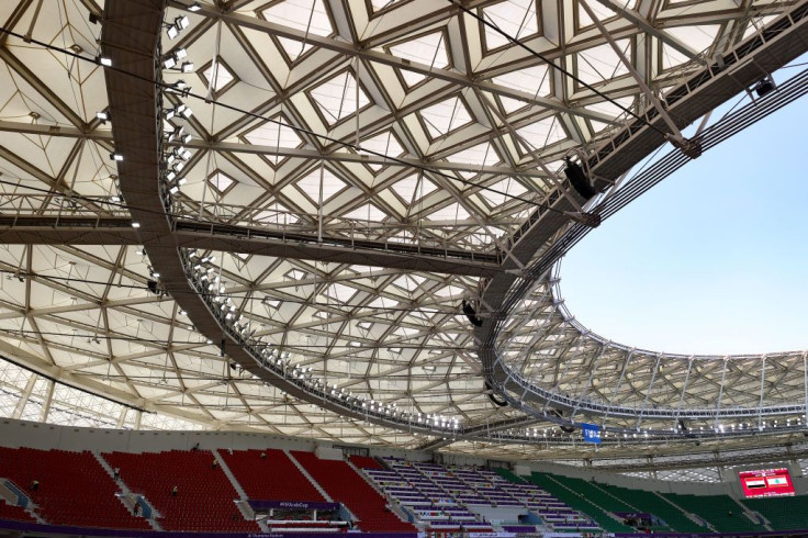 A general view of the roof of the Al Thumana Stadium, venue of the FIFA World Cup 2022 in Qatar