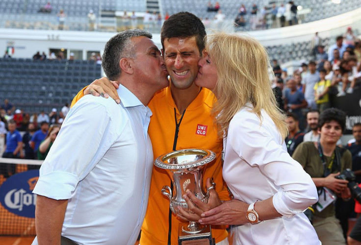 File picture of Novak Djokovic with his parents 