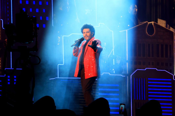 The Weeknd performs during the Pepsi Super Bowl LV Halftime Show 