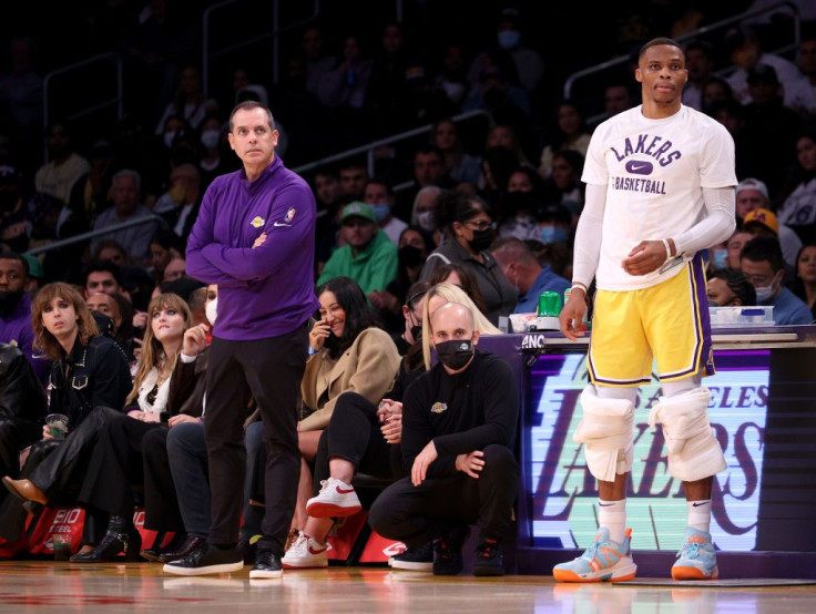 Russell Westbrook #0 and head coach Frank Vogel 