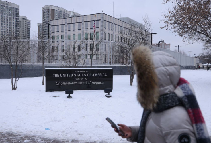 A view of the U.S. Embassy on January 24, 2022 in Kyiv, Ukraine.