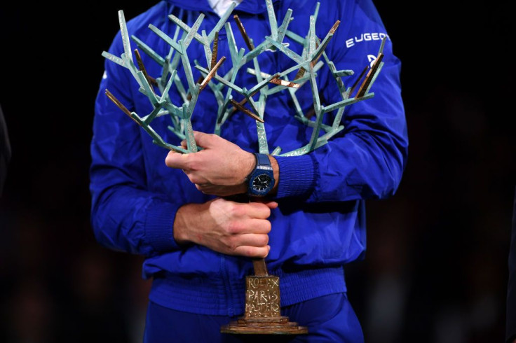 Novak Djokovic of Serbia poses wearing a Hublot watch 