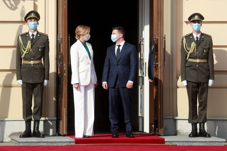 Ukrainian President Volodymyr Zelensky and his wife Olena Zelenska