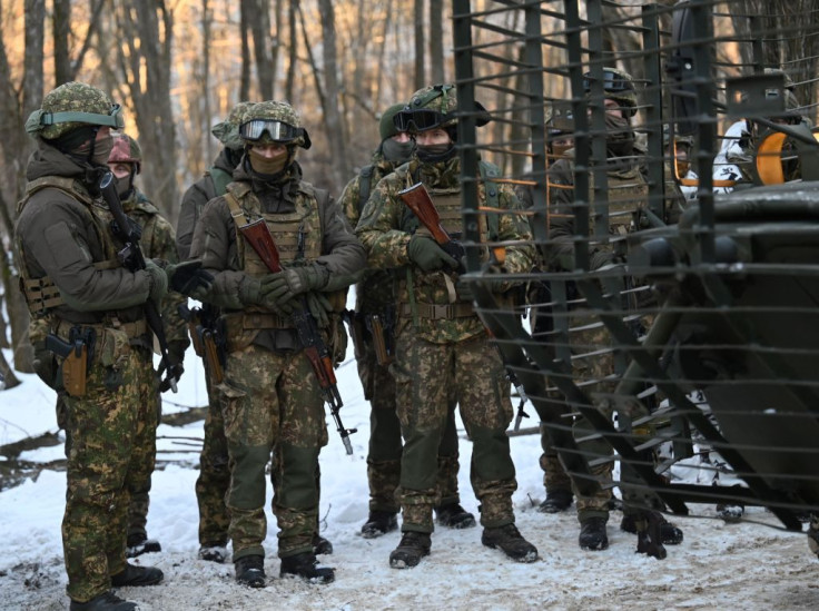 Servicemen take part in a joint tactical and special exercises of the Ukrainian Ministry of Internal Affairs