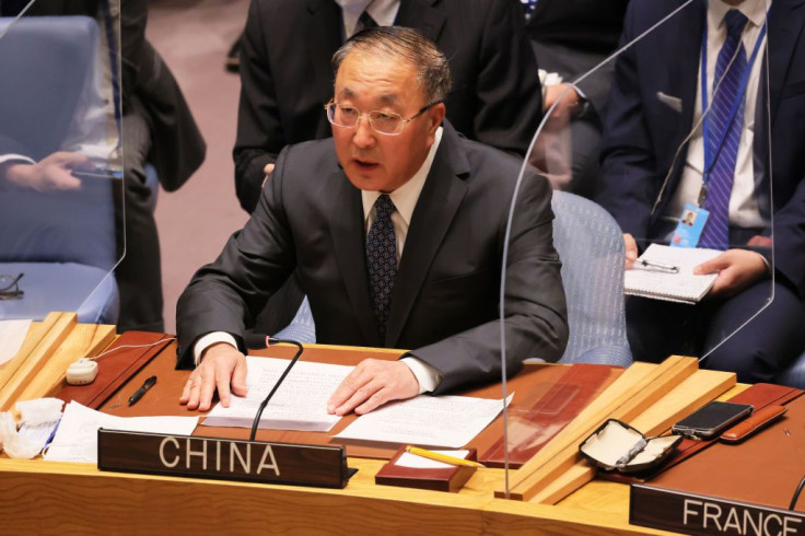 Zhang Jun, Permanent Representative of China, speaks during the U.N. Security Council meeting 