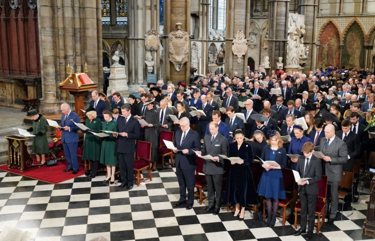 Queen Elizabeth and the royals at the memorial service for Prince Philip