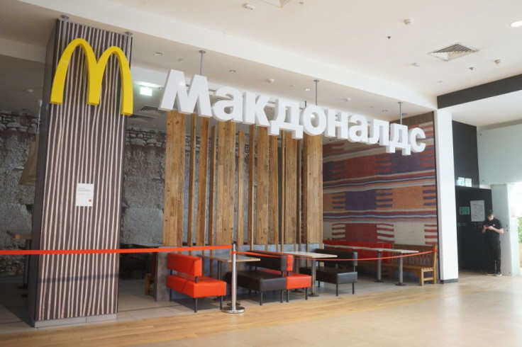 A U.S.-based McDonald's restaurant is shown closed due to the military invasion of Ukraine