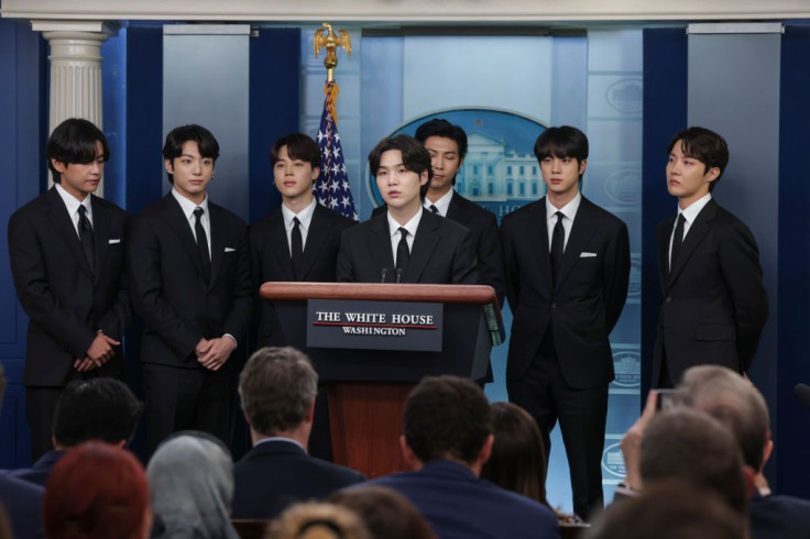 BTS speak at the daily press briefing at the White House