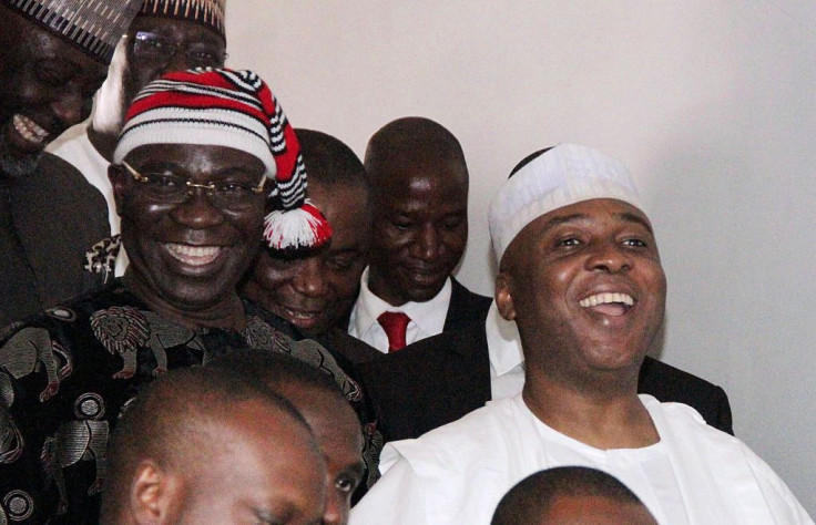 File photo of Nigerian Senate president Bukola Saraki (R) and his deputy Ike Ekweremadu (L) 