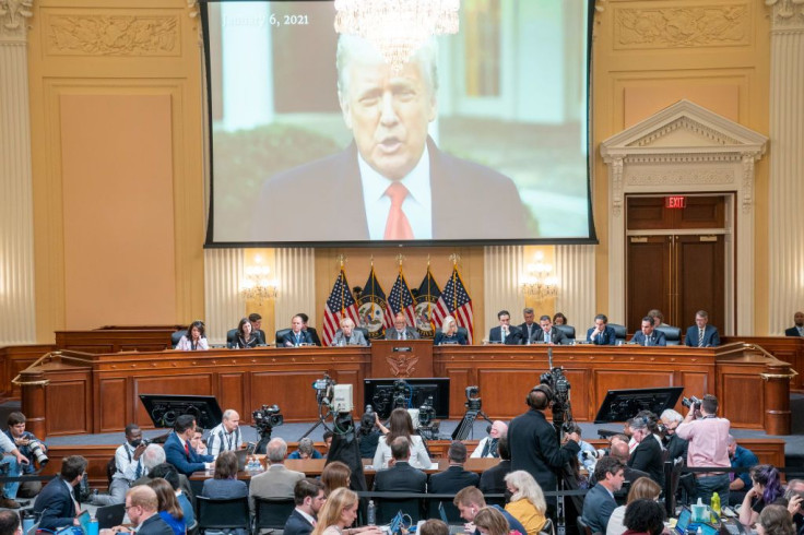 A video of former President Donald Trump from his January 6th Rose Garden statement is played