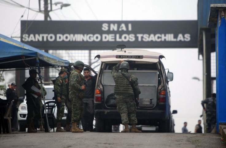 Security forces are seen outside the Bellavista prison