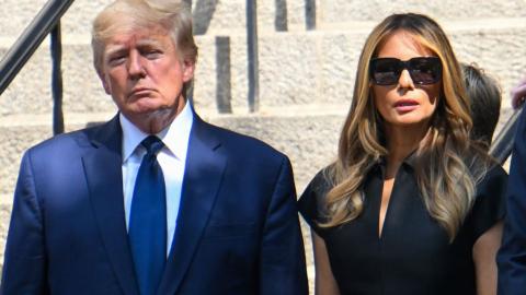 Donald Trump and Melania Trump at Ivana's funeral