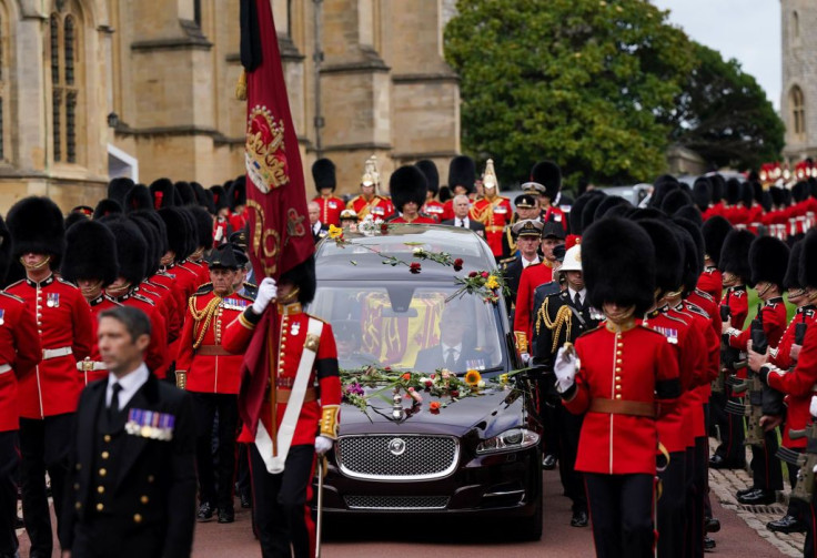 The State Hearse carries the coffin of Queen Elizabeth II