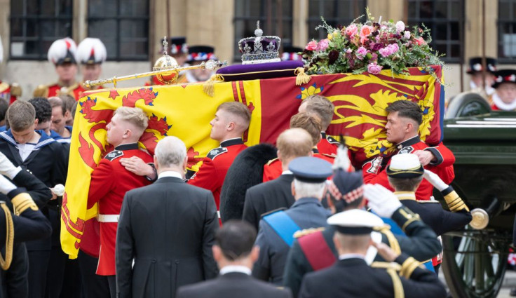 The coffin of Queen Elizabeth II during the State Funeral 