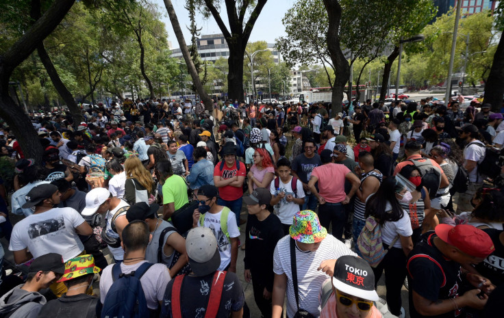 People march during a demonstration demanding the legalization of marijuana for recreational use, in front of the Senate in Mexico City