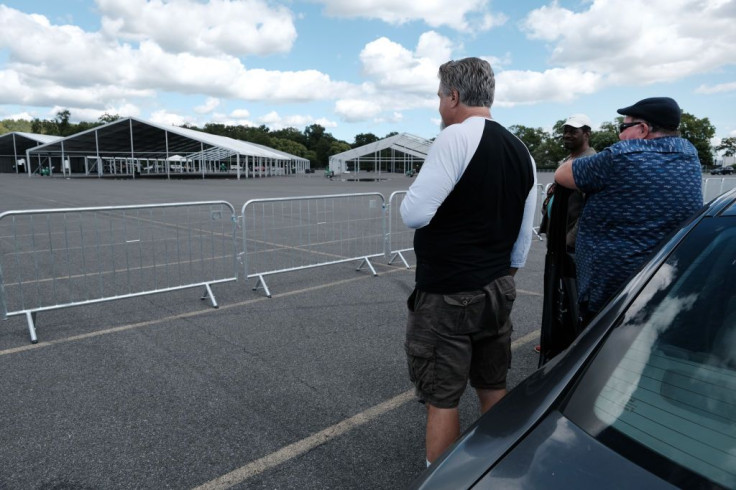 Temporary tents being constructed to house migrants