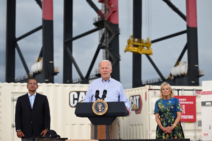 US President Joe Biden, Jill Biden and Puerto Rico Governor Pedro Pierluisi