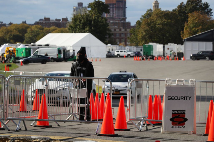 Tent shelters built on New York City's Randall's Island