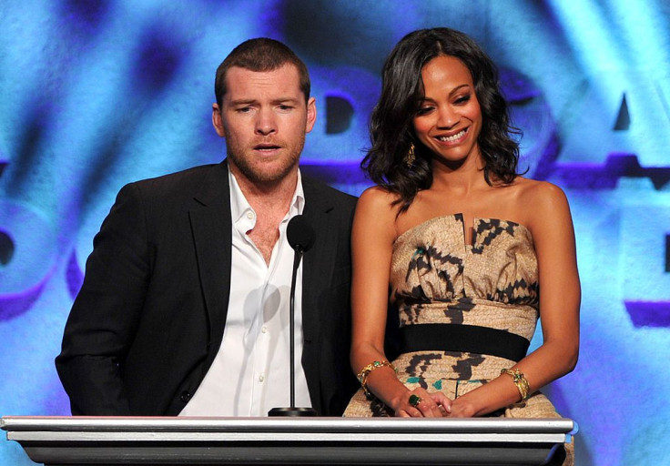 Actors Sam Worthington (L) and Zoe Saldana