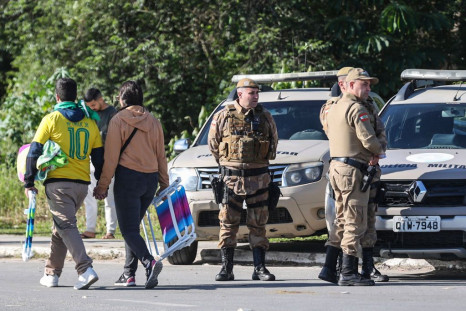 Military police from the state of Santa Catarina control the release of the BR-101 highway, which was blocked by supporters of President Jair Bolsonaro