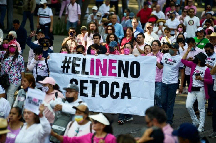 Demonstrators protest in Mexico City