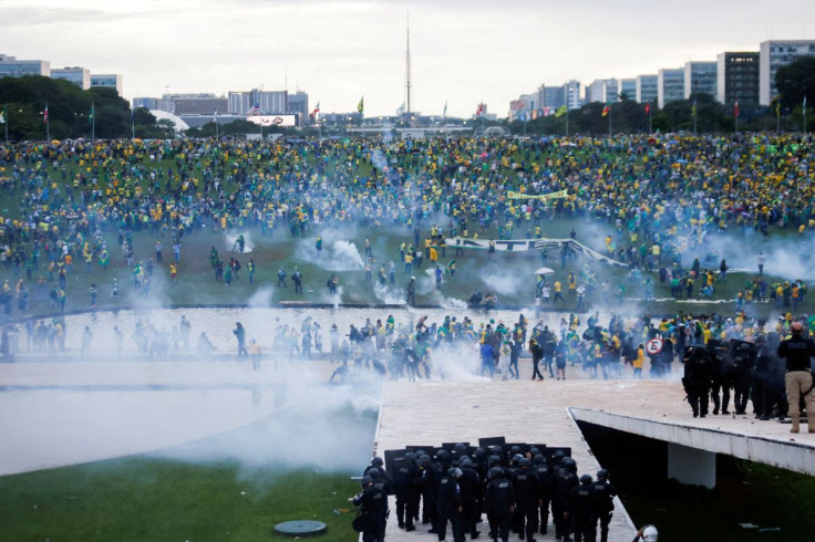 Supporters of Brazil's former President Jair Bolsonaro