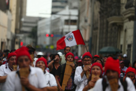 Demonstrators protest to demand Peru's President Boluarte to step down, in Lima